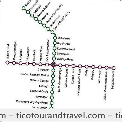 इंडिया - बैंगलोर मेट्रो ट्रेन नेटवर्क का एक सुविधाजनक, प्रिंट करने योग्य मानचित्र